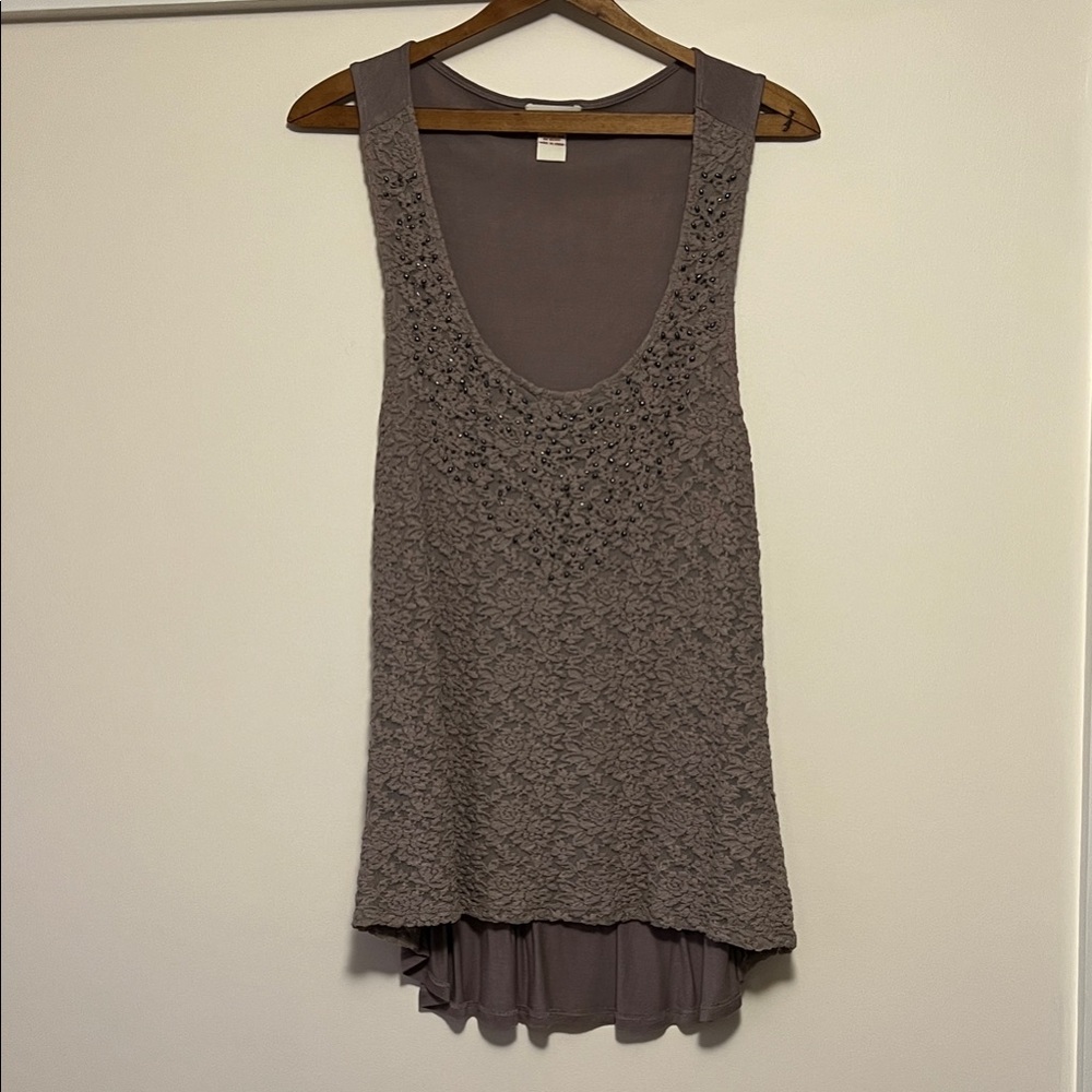 Sundance Boutique Gray Lace Tank Top